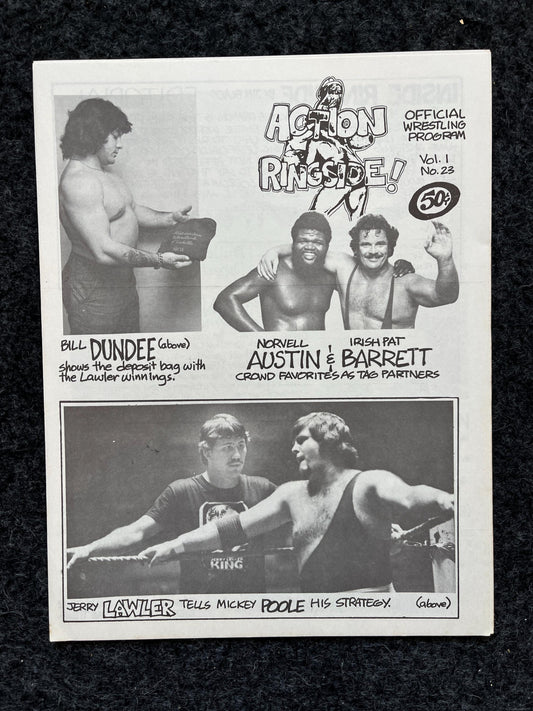 Original 1970s Action Ringside Professional Wrestling Promotion Pamphlets, Kayfabe Art, Wrestling Gifts, Vintage Sports Gift, Man Cave Decor