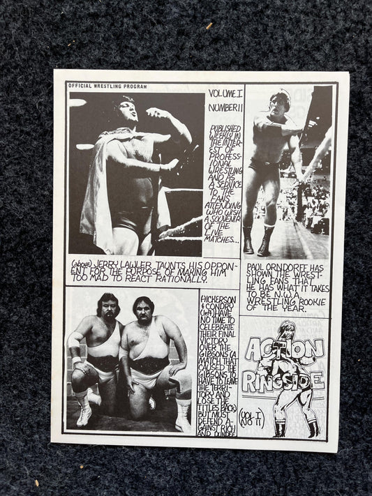 Original 1970s Action Ringside Professional Wrestling Promotion Pamphlets, Kayfabe Art, Wrestling Gifts, Vintage Sports Gift, Man Cave Decor