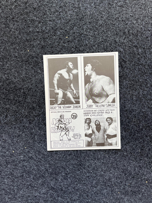 Original 1970s Action Ringside Professional Wrestling Promotion Pamphlets, Kayfabe Art, Wrestling Gifts, Vintage Sports Gift, Man Cave Decor