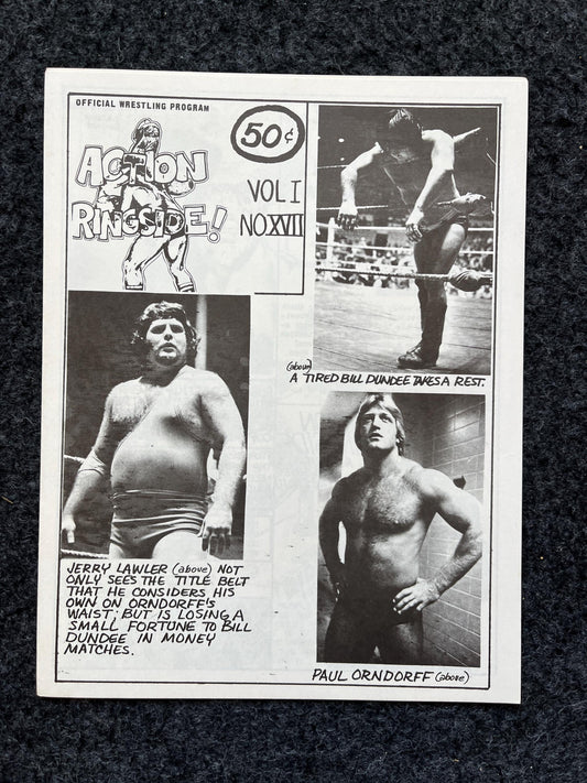 Original 1970s Action Ringside Professional Wrestling Promotion Pamphlets, Kayfabe Art, Wrestling Gifts, Vintage Sports Gift, Man Cave Decor