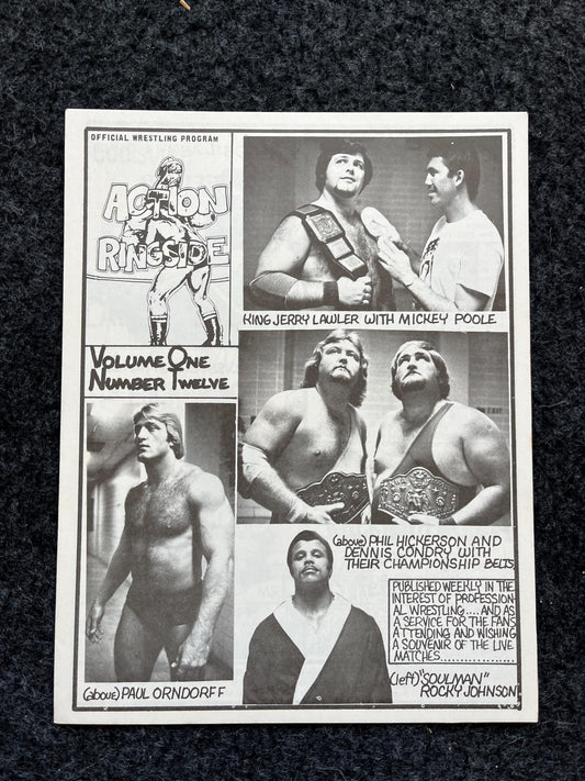 Original 1970s Action Ringside Professional Wrestling Promotion Pamphlets, Kayfabe Art, Wrestling Gifts, Vintage Sports Gift, Man Cave Decor