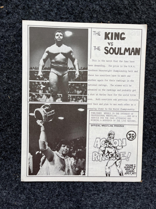 Original 1970s Action Ringside Professional Wrestling Promotion Pamphlets, Kayfabe Art, Wrestling Gifts, Vintage Sports Gift, Man Cave Decor