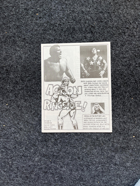 Original 1970s Action Ringside Professional Wrestling Promotion Pamphlets, Kayfabe Art, Wrestling Gifts, Vintage Sports Gift, Man Cave Decor