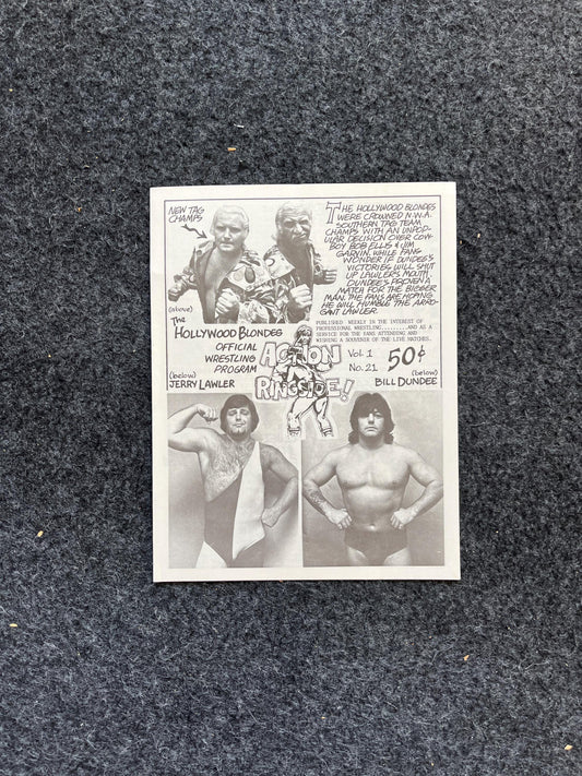 Original 1970s Action Ringside Professional Wrestling Promotion Pamphlets, Kayfabe Art, Wrestling Gifts, Vintage Sports Gift, Man Cave Decor