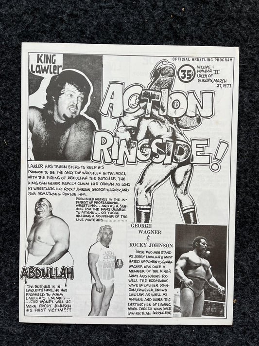 Original 1970s Action Ringside Professional Wrestling Promotion Pamphlets, Kayfabe Art, Wrestling Gifts, Vintage Sports Gift, Man Cave Decor