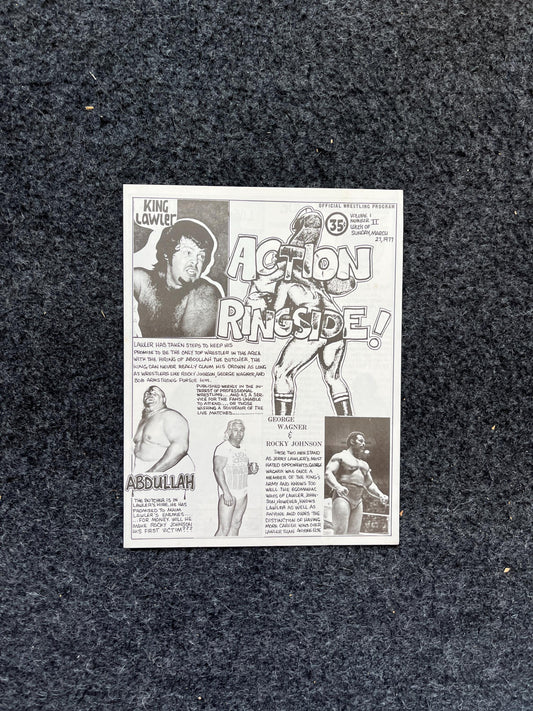 Original 1970s Action Ringside Professional Wrestling Promotion Pamphlets, Kayfabe Art, Wrestling Gifts, Vintage Sports Gift, Man Cave Decor