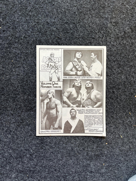Original 1970s Action Ringside Professional Wrestling Promotion Pamphlets, Kayfabe Art, Wrestling Gifts, Vintage Sports Gift, Man Cave Decor