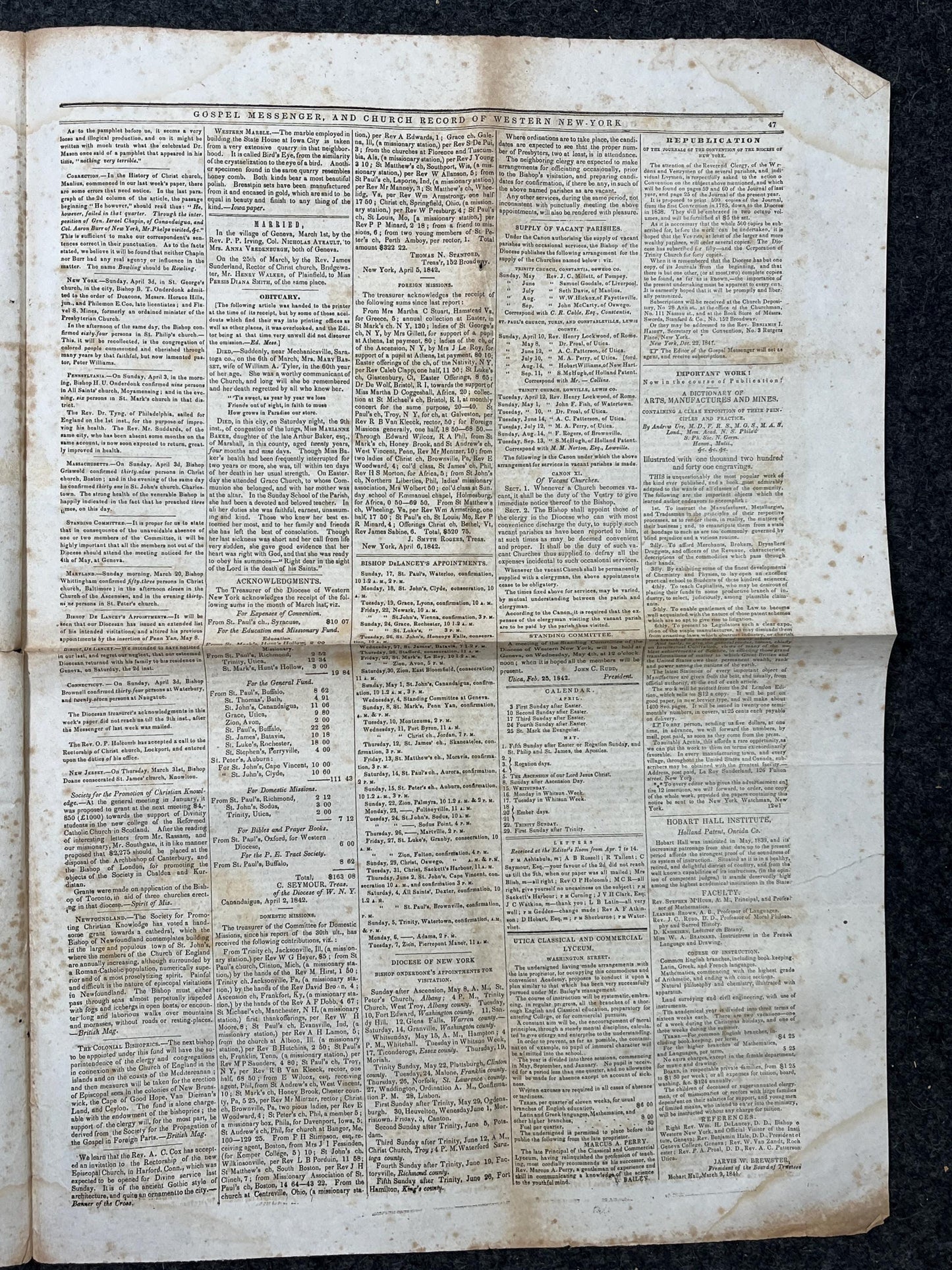 1840s Christian Religious Newspaper, Original Christian Memorabilia, Jesus Prayer and Protestant Wall Decor, Evangelical Art Decor, Catholic