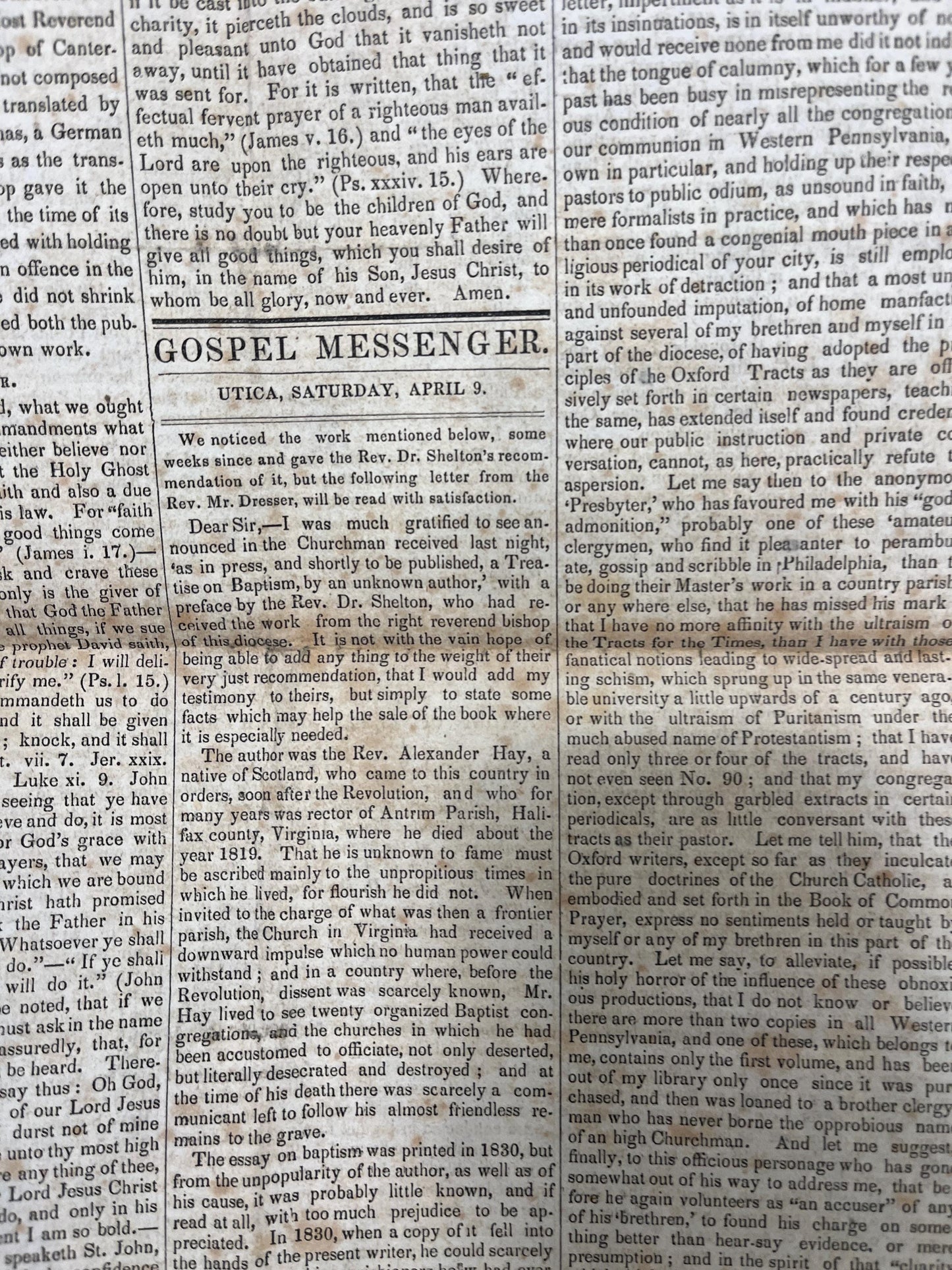 1840s Christian Religious Newspaper, Original Christian Memorabilia, Jesus Prayer and Protestant Wall Decor, Evangelical Art Decor, Catholic