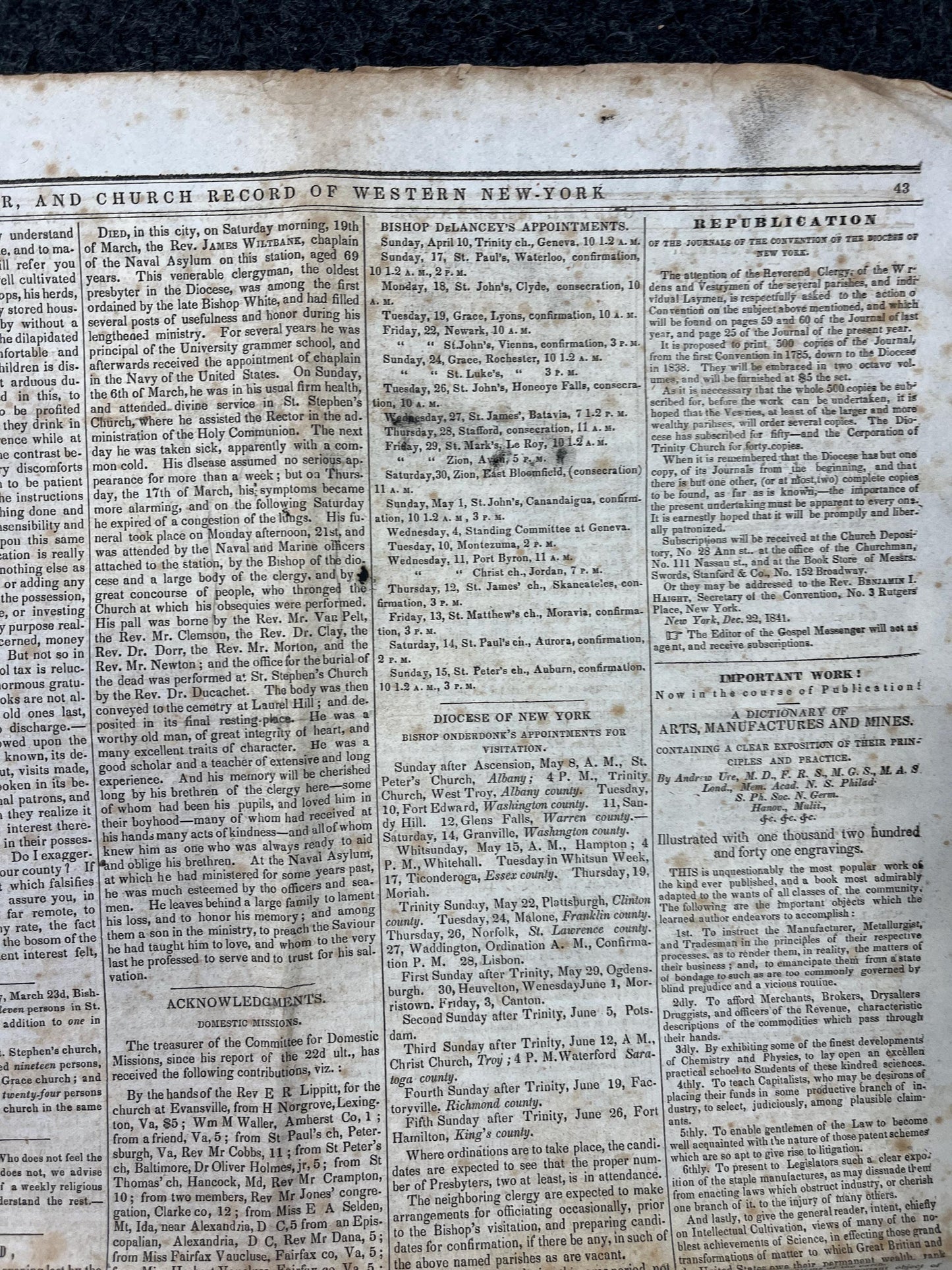 1840s Christian Religious Newspaper, Original Christian Memorabilia, Jesus Prayer and Protestant Wall Decor, Evangelical Art Decor, Catholic