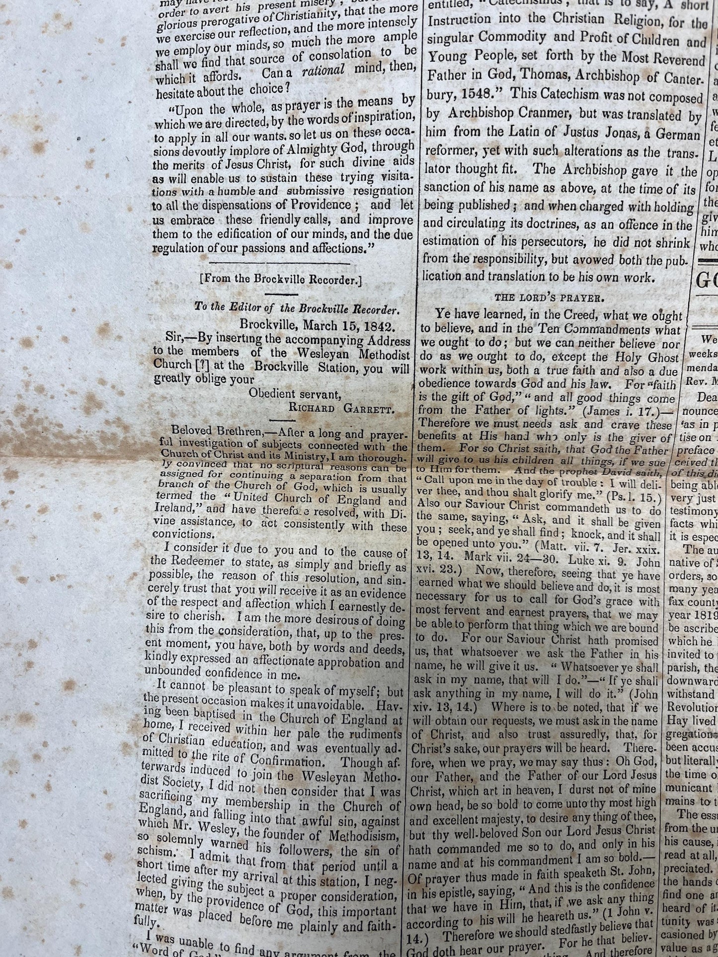 1840s Christian Religious Newspaper, Original Christian Memorabilia, Jesus Prayer and Protestant Wall Decor, Evangelical Art Decor, Catholic