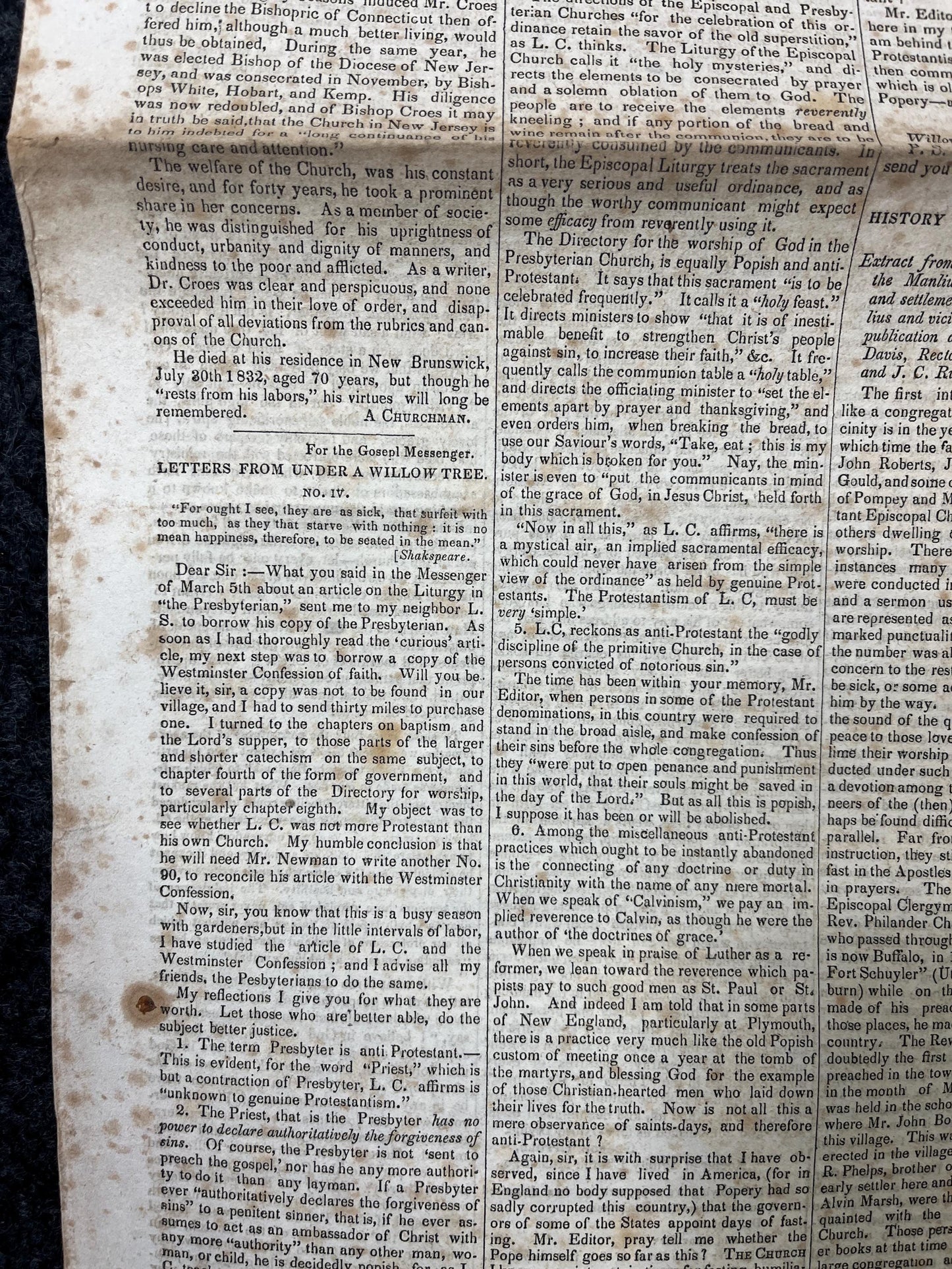 1840s Christian Religious Newspaper, Original Christian Memorabilia, Jesus Prayer and Protestant Wall Decor, Evangelical Art Decor, Catholic