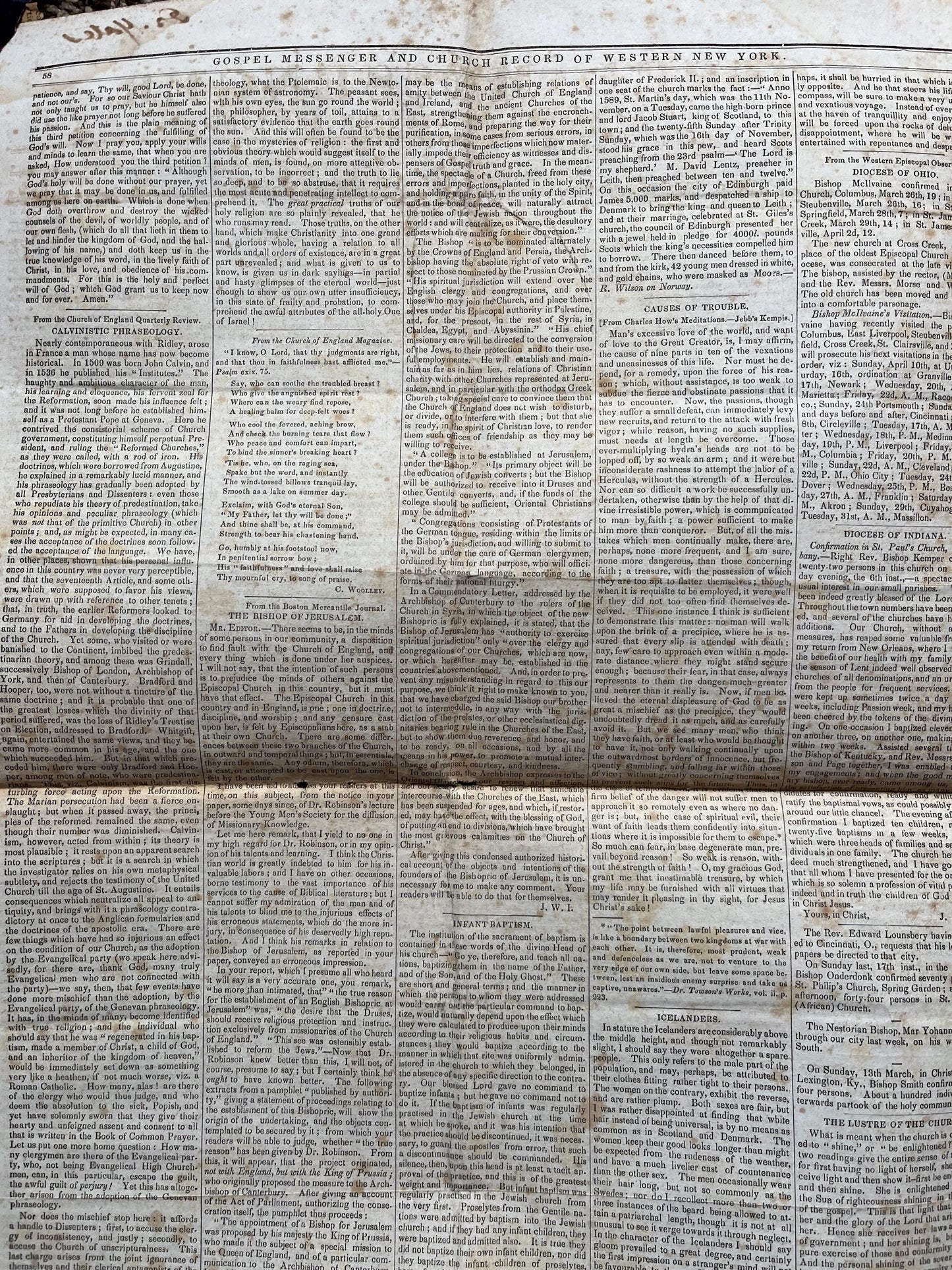 1840s Christian Religious Newspaper, Original Christian Memorabilia, Jesus Prayer and Protestant Wall Decor, Evangelical Art Decor, Catholic