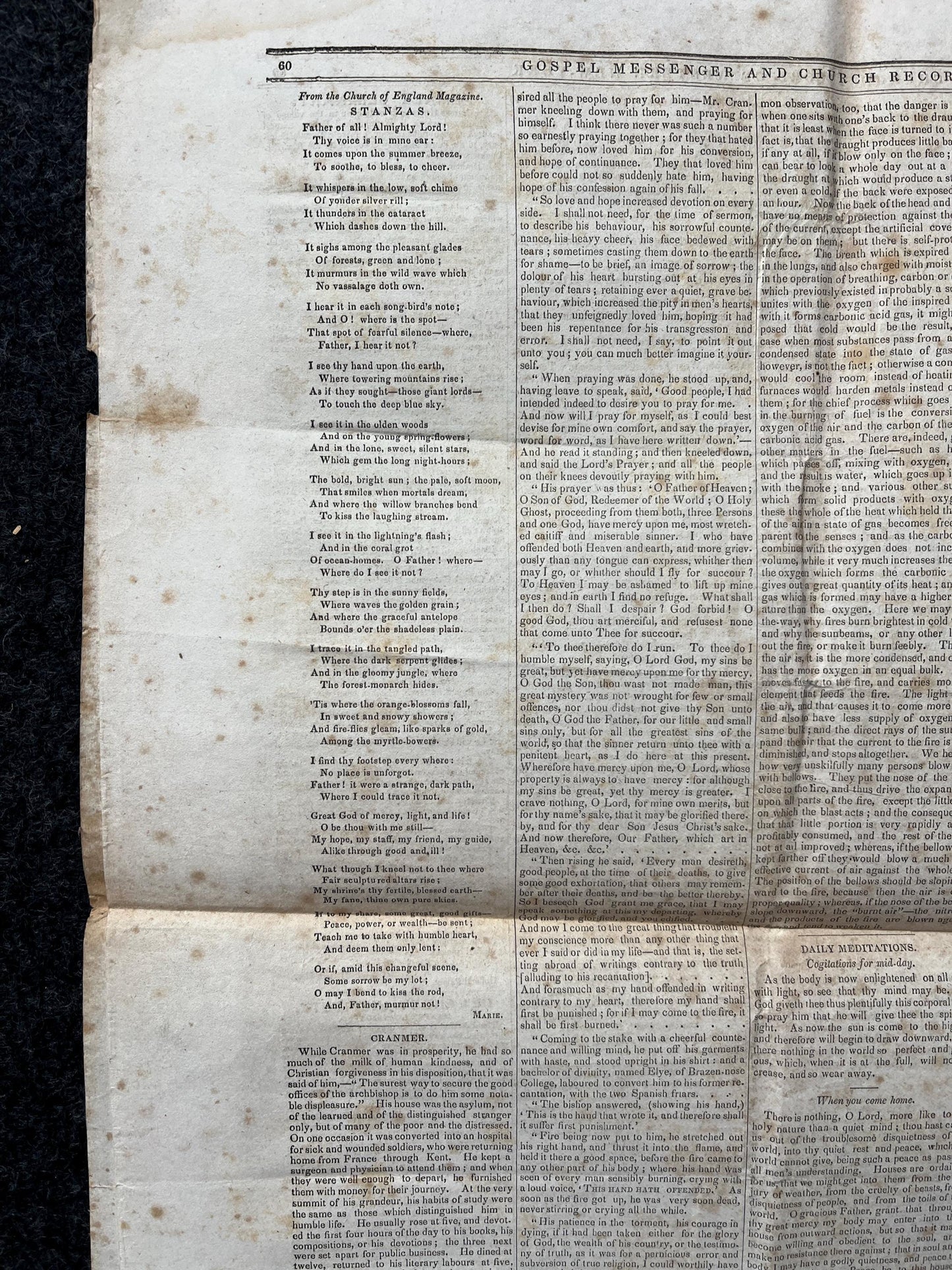 1840s Christian Religious Newspaper, Original Christian Memorabilia, Jesus Prayer and Protestant Wall Decor, Evangelical Art Decor, Catholic
