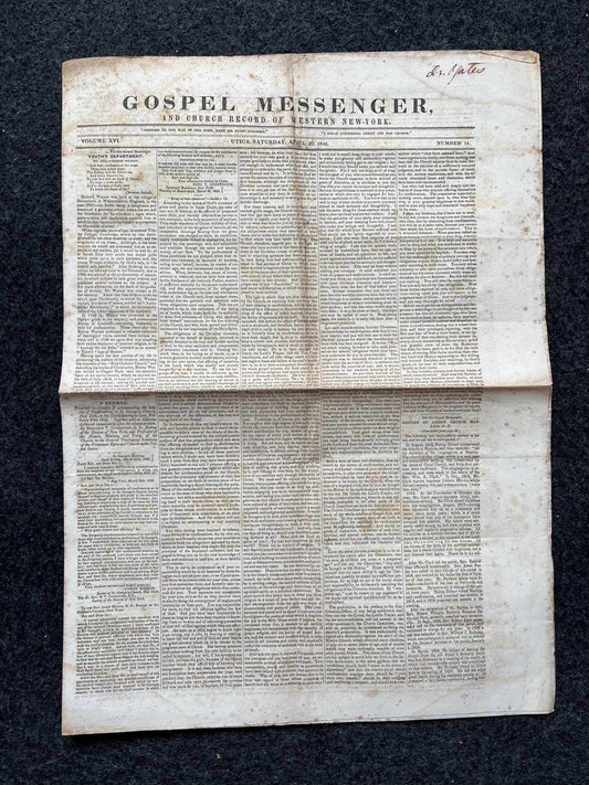 1840s Christian Religious Newspaper, Original Christian Memorabilia, Jesus Prayer and Protestant Wall Decor, Evangelical Art Decor, Catholic