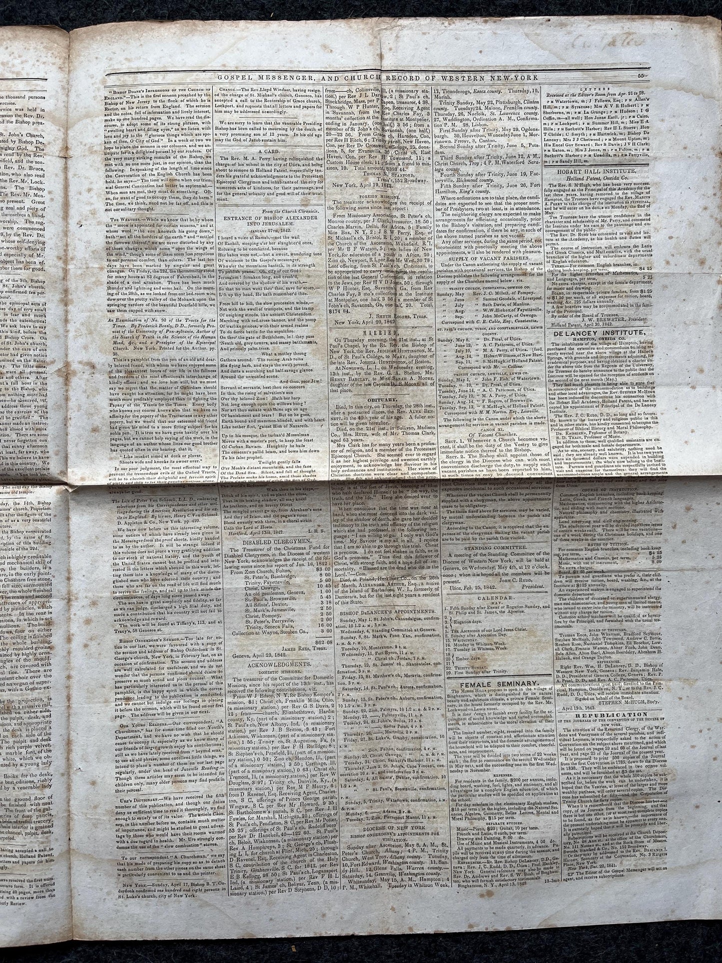 1840s Christian Religious Newspaper, Original Christian Memorabilia, Jesus Prayer and Protestant Wall Decor, Evangelical Art Decor, Catholic