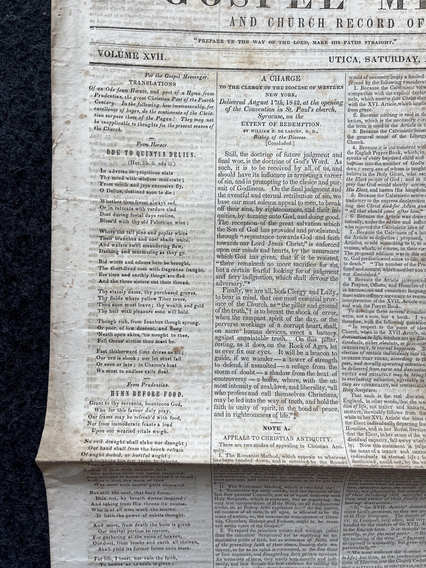 1840s Christian Religious Newspaper, Original Christian Memorabilia, Jesus Prayer and Protestant Wall Decor, Evangelical Art Decor, Baptist