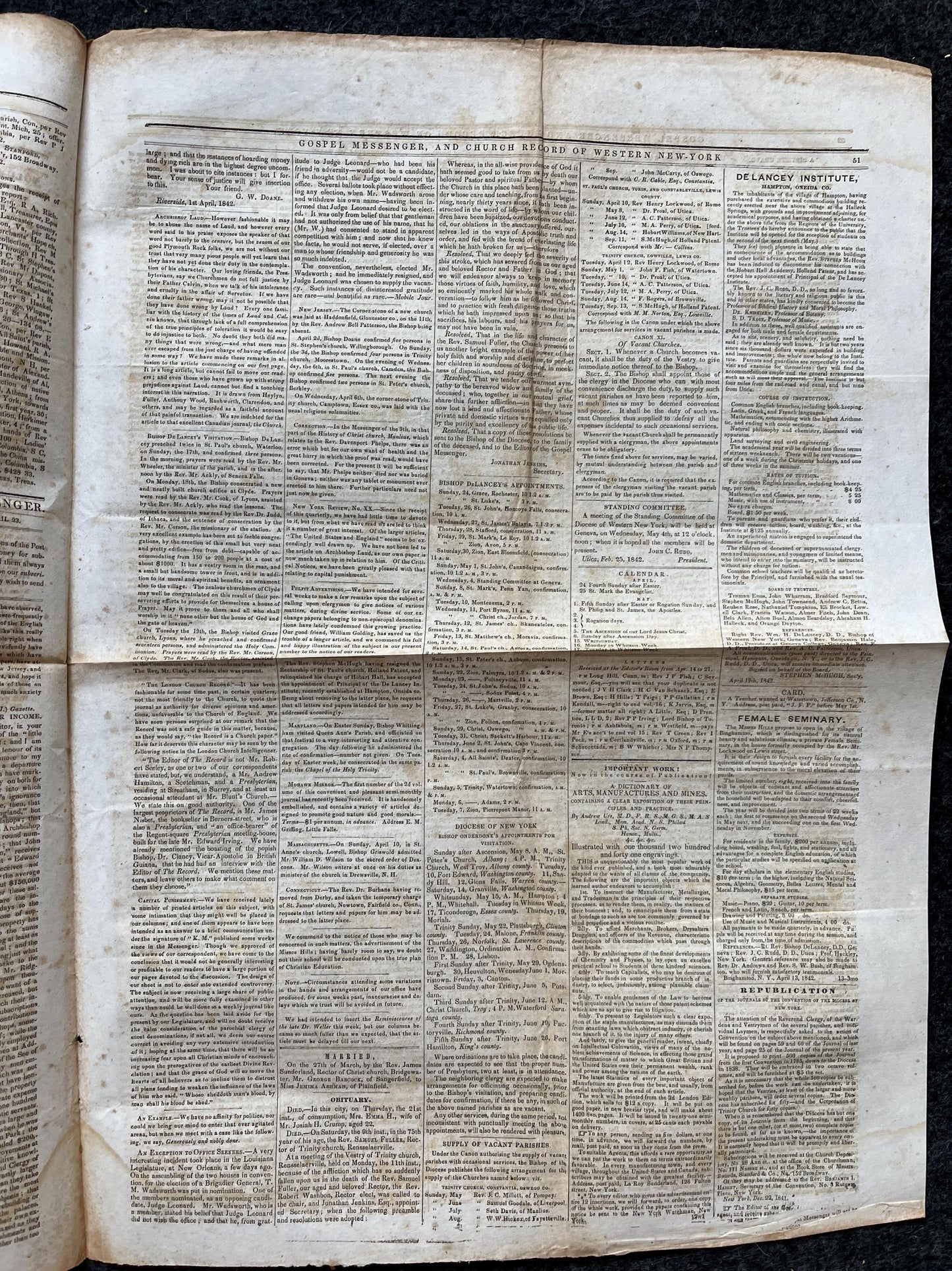1840s Christian Religious Newspaper, Original Christian Memorabilia, Jesus Prayer and Protestant Wall Decor, Evangelical Art Decor, Catholic