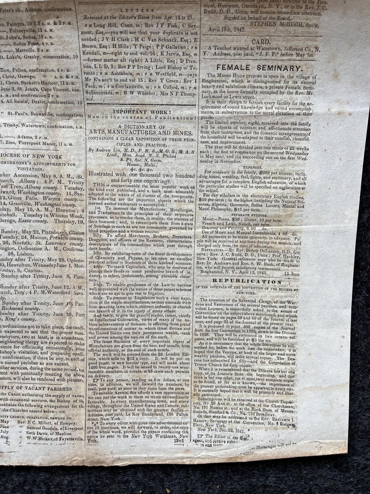 1840s Christian Religious Newspaper, Original Christian Memorabilia, Jesus Prayer and Protestant Wall Decor, Evangelical Art Decor, Catholic