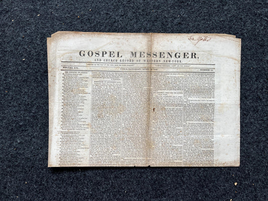 1840s Christian Religious Newspaper, Original Christian Memorabilia, Jesus Prayer and Protestant Wall Decor, Evangelical Art Decor, Catholic