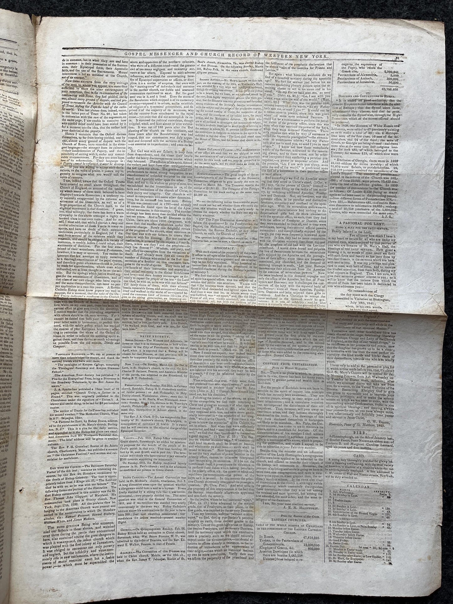 1840s Christian Religious Newspaper, Original Christian Memorabilia, Jesus Prayer and Protestant Wall Decor, Evangelical Art Decor, Baptist
