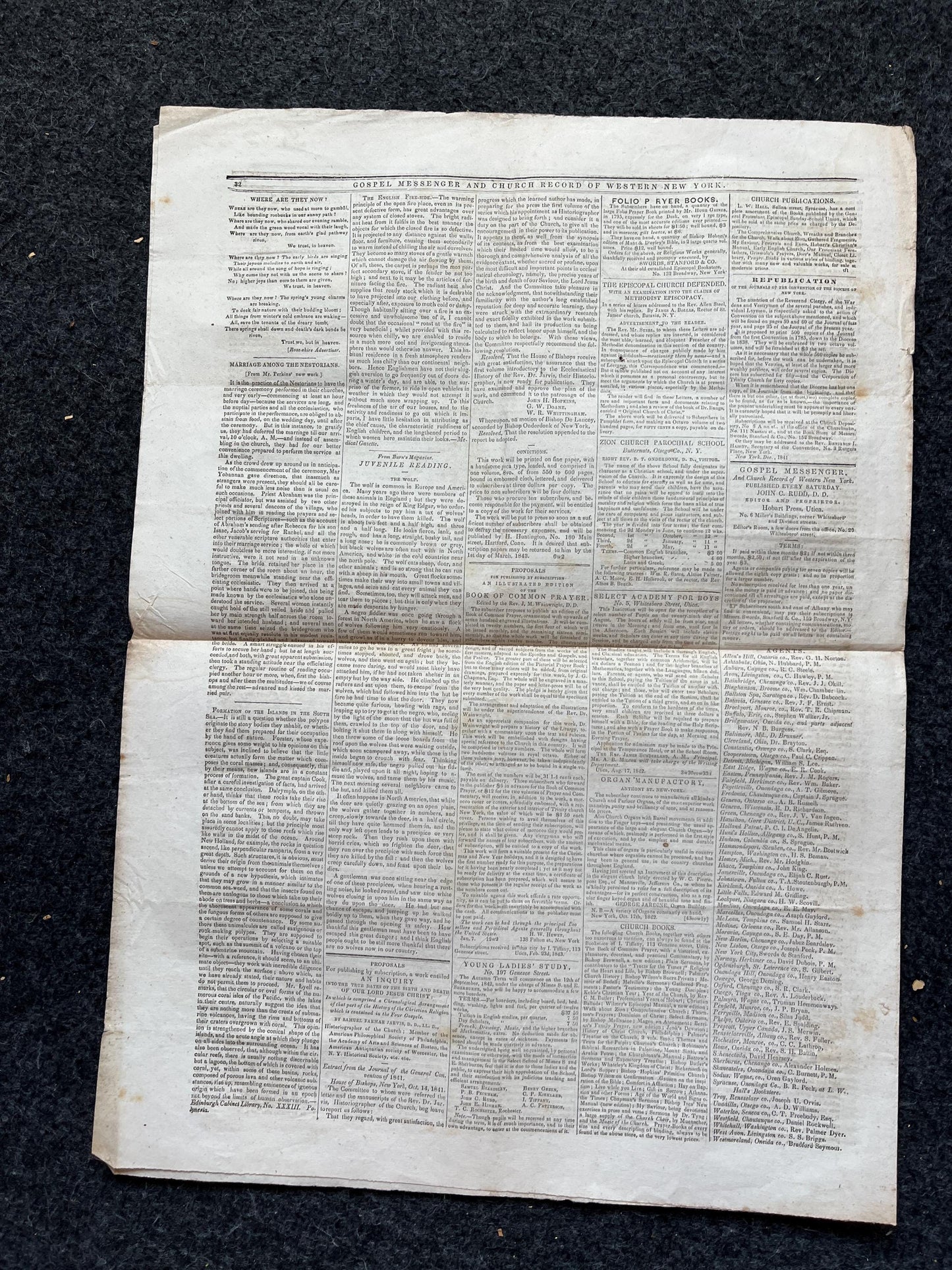 1840s Christian Religious Newspaper, Original Christian Memorabilia, Jesus Prayer and Protestant Wall Decor, Evangelical Art Decor, Baptist