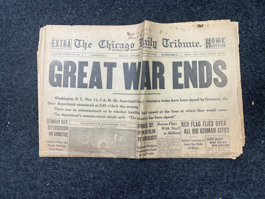 1918 Original Vintage WWI Peace Newspaper, Military Souvenirs, Vintage Christmas Gifts, Armistice Day, Veteran’s Day, military Decor Artwork