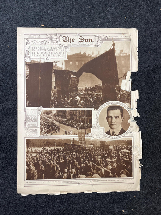 1917 Bolshevik Revolution, Vintage Newspaper History and Artwork, Original History Memorabilia, History Gifts, Communist USSR Decor Gifts