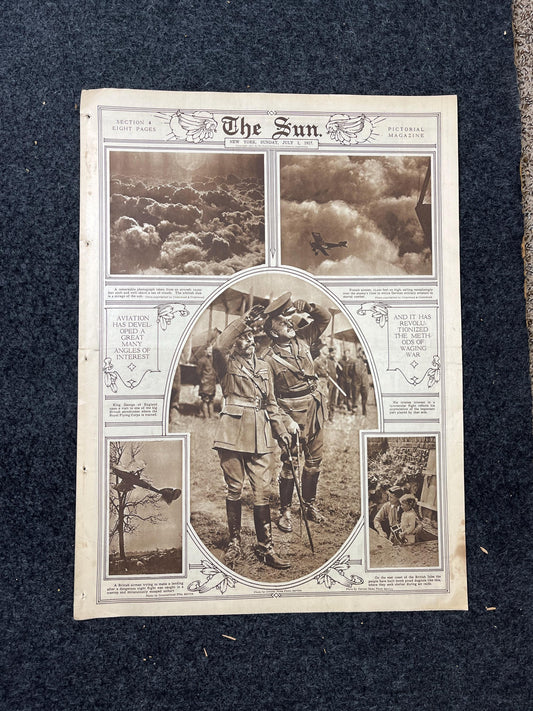WWI Aviation Vintage Newspaper Pictorial Section, World War One Memorabilia and Gifts, History and Nerdy Souvenirs, Plane Wall Decor