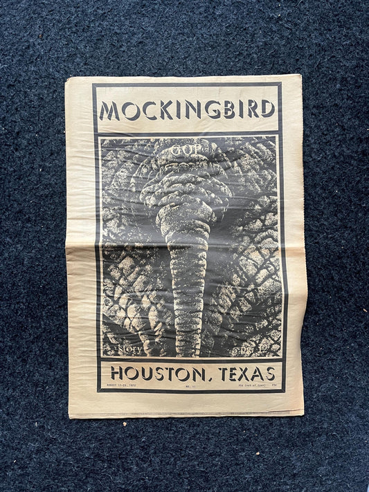 1970s Houston Texas Underground Newspaper The Mockingbird, Houston Far-Left Newspaper, Vintage Newspaper, Texas Wall Decor, Lone Star State,