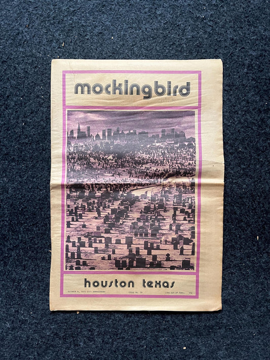 1970s Houston Texas Underground Newspaper The Mockingbird, Houston Far-Left Newspaper, Vintage Newspaper, Texas Wall Decor, Lone Star State,