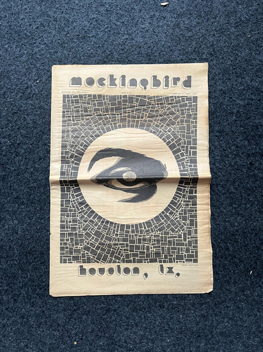 1970s Houston Texas Underground Newspaper The Mockingbird, Houston Far-Left Newspaper, Vintage Newspaper, Texas Wall Decor, Lone Star State,