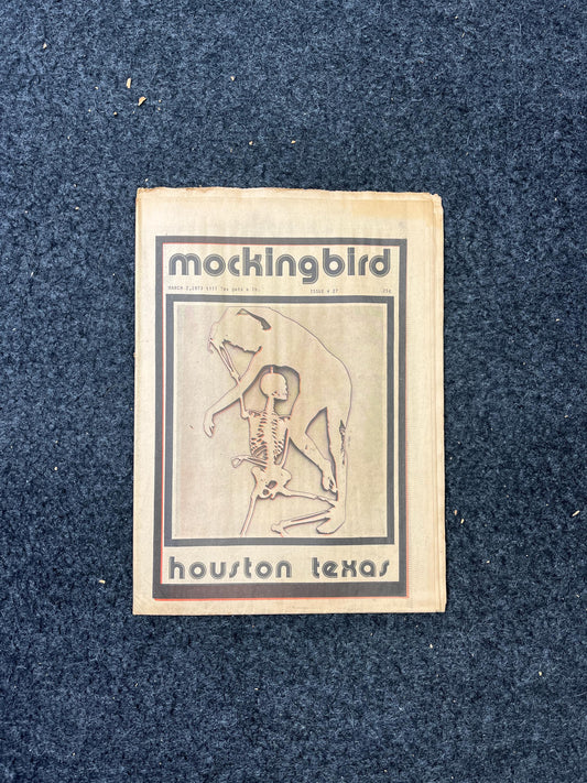 1970s Houston Texas Underground Newspaper The Mockingbird, Houston Far-Left Newspaper, Vintage Newspaper, Texas Wall Decor, Lone Star State,
