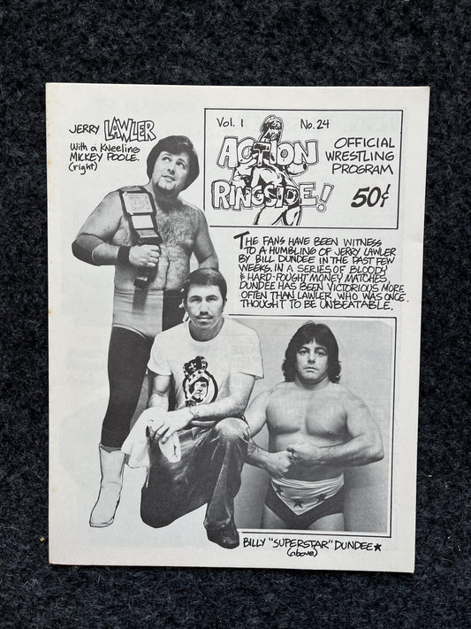 Original 1970s Action Ringside Professional Wrestling Promotion Pamphlets, Kayfabe Art, Wrestling Gifts, Vintage Sports Gift, Man Cave Decor