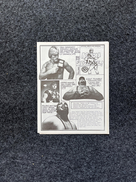 Original 1970s Action Ringside Professional Wrestling Promotion Pamphlets, Kayfabe Art, Wrestling Gifts, Vintage Sports Gift, Man Cave Decor