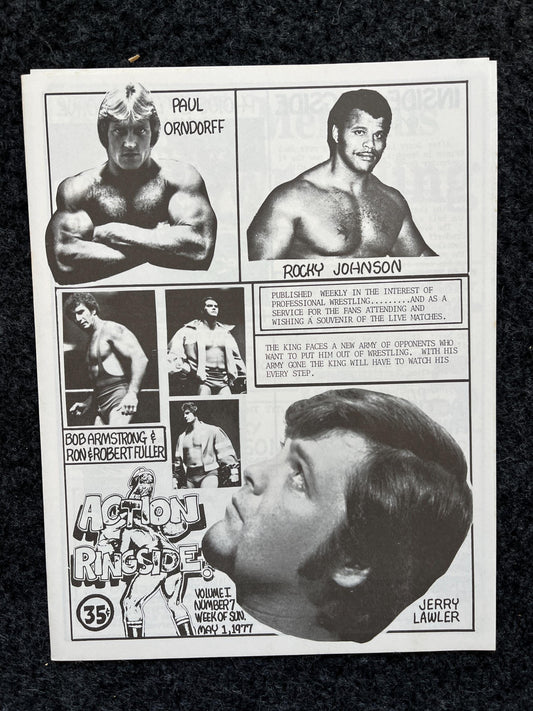 Original 1970s Action Ringside Professional Wrestling Promotion Pamphlets, Kayfabe Art, Wrestling Gifts, Vintage Sports Gift, Man Cave Decor