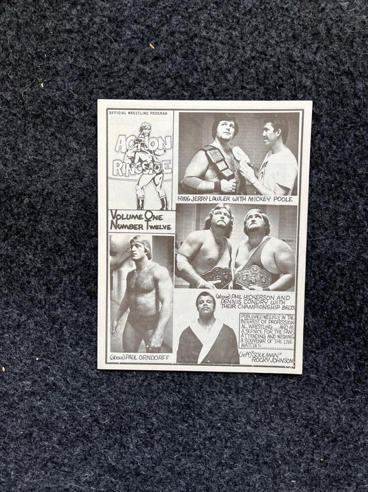 Original 1970s Action Ringside Professional Wrestling Promotion Pamphlets, Kayfabe Art, Wrestling Gifts, Vintage Sports Gift, Man Cave Decor