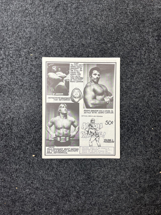 Original 1970s Action Ringside Professional Wrestling Promotion Pamphlets, Kayfabe Art, Wrestling Gifts, Vintage Sports Gift, Man Cave Decor