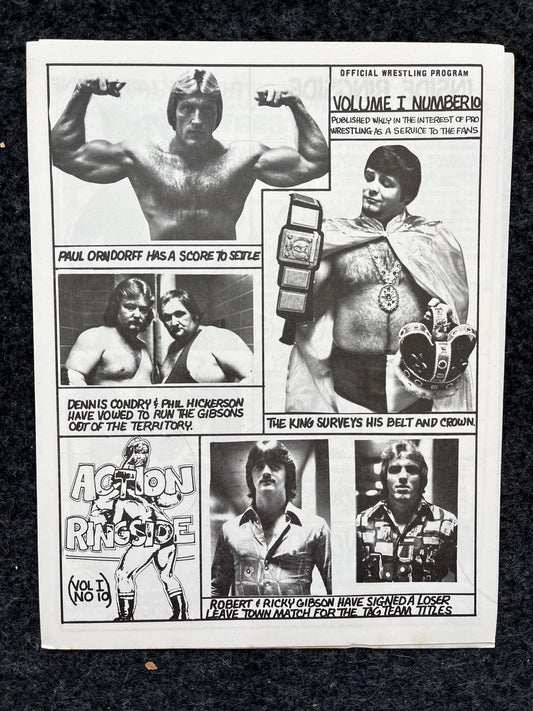 Original 1970s Action Ringside Professional Wrestling Promotion Pamphlets, Kayfabe Art, Wrestling Gifts, Vintage Sports Gift, Man Cave Decor