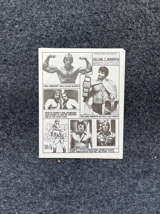 Original 1970s Action Ringside Professional Wrestling Promotion Pamphlets, Kayfabe Art, Wrestling Gifts, Vintage Sports Gift, Man Cave Decor