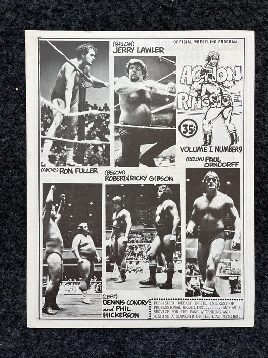 Original 1970s Action Ringside Professional Wrestling Promotion Pamphlets, Kayfabe Art, Wrestling Gifts, Vintage Sports Gift, Man Cave Decor