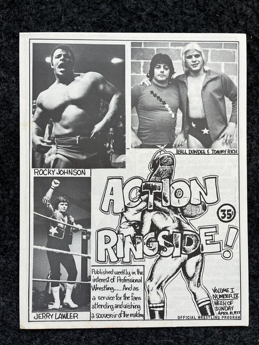 Original 1970s Action Ringside Professional Wrestling Promotion Pamphlets, Kayfabe Art, Wrestling Gifts, Vintage Sports Gift, Man Cave Decor