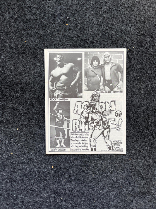 Original 1970s Action Ringside Professional Wrestling Promotion Pamphlets, Kayfabe Art, Wrestling Gifts, Vintage Sports Gift, Man Cave Decor