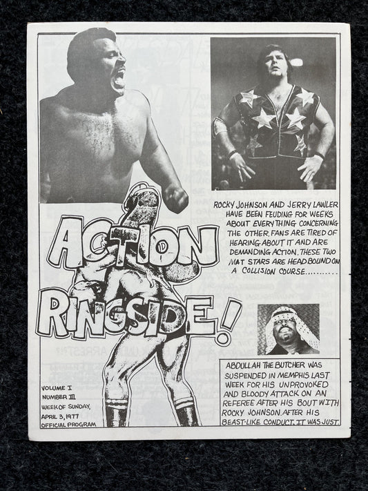 Original 1970s Action Ringside Professional Wrestling Promotion Pamphlets, Kayfabe Art, Wrestling Gifts, Vintage Sports Gift, Man Cave Decor