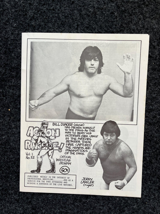 Original 1970s Action Ringside Professional Wrestling Promotion Pamphlets, Kayfabe Art, Wrestling Gifts, Vintage Sports Gift, Man Cave Decor
