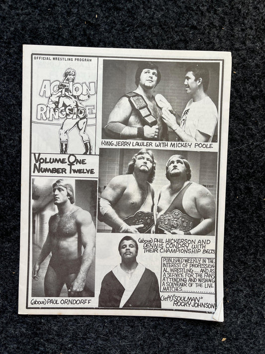 Original 1970s Action Ringside Professional Wrestling Promotion Pamphlets, Kayfabe Art, Wrestling Gifts, Vintage Sports Gift, Man Cave Decor