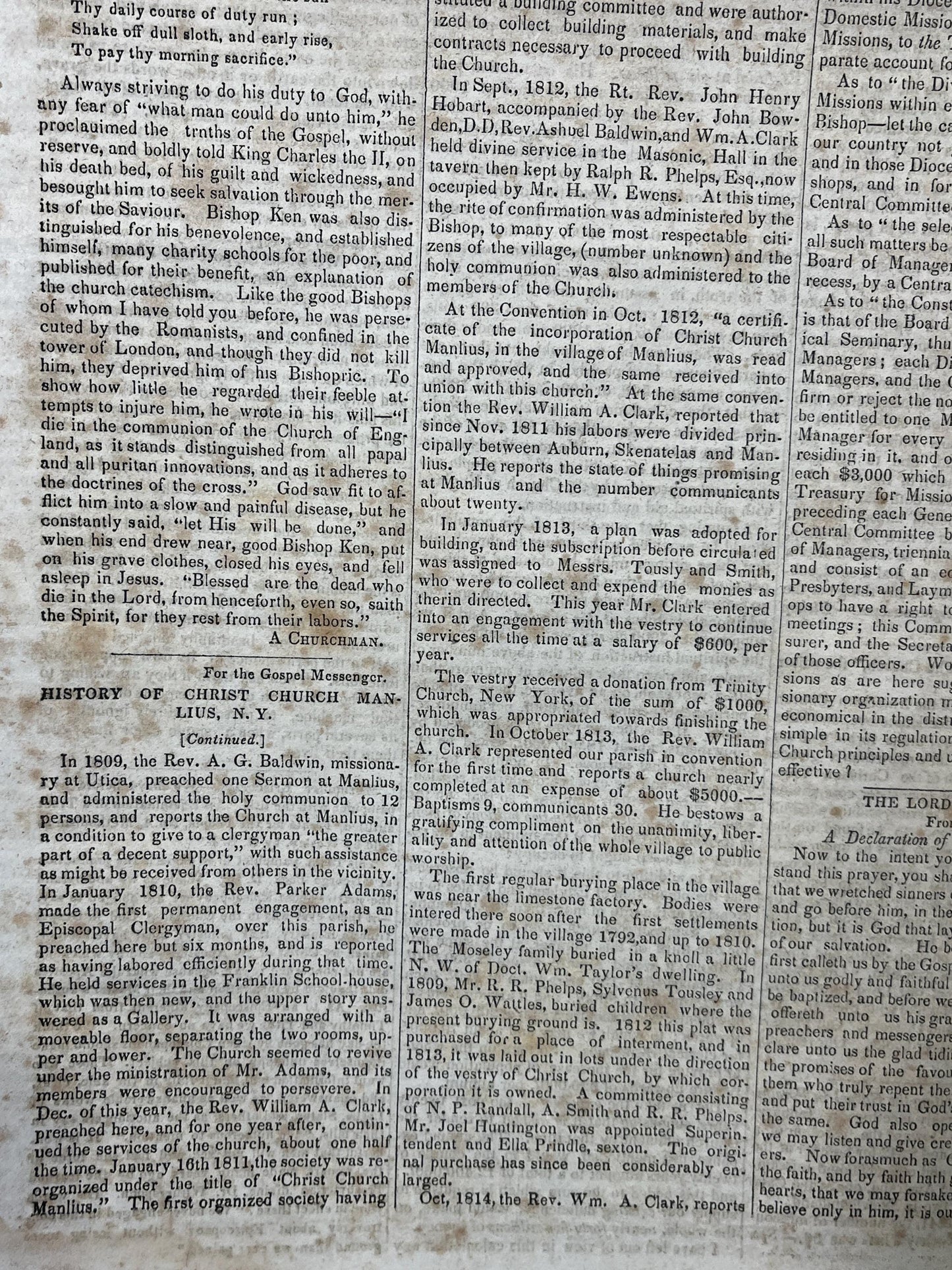 1840s Christian Religious Newspaper, Original Christian Memorabilia, Jesus Prayer and Protestant Wall Decor, Evangelical Art Decor, Catholic