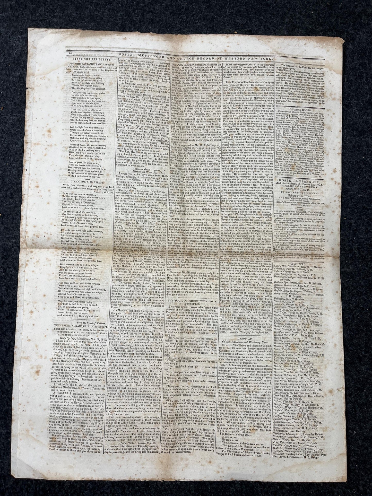 1840s Christian Religious Newspaper, Original Christian Memorabilia, Jesus Prayer and Protestant Wall Decor, Evangelical Art Decor, Catholic