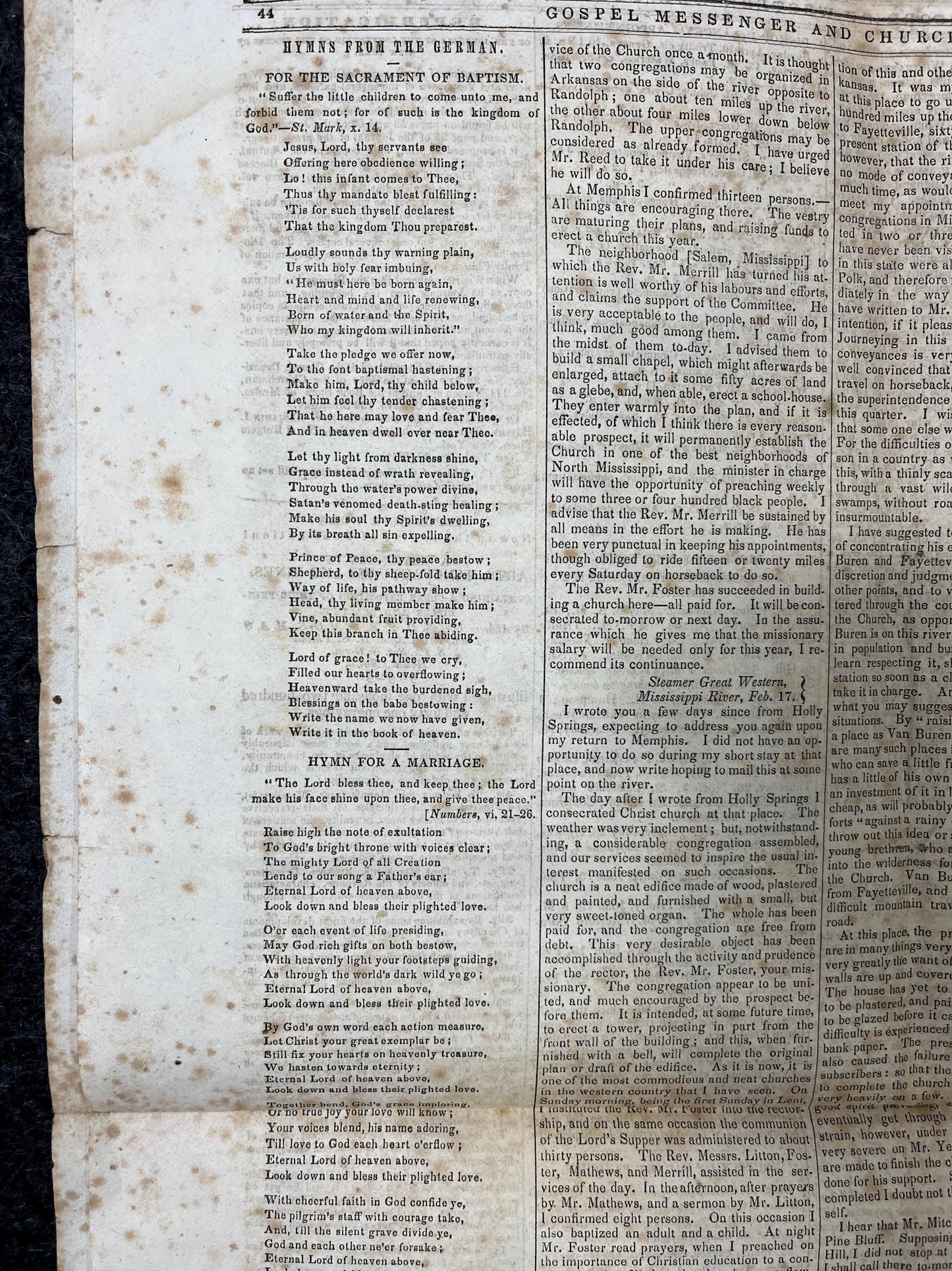 1840s Christian Religious Newspaper, Original Christian Memorabilia, Jesus Prayer and Protestant Wall Decor, Evangelical Art Decor, Catholic