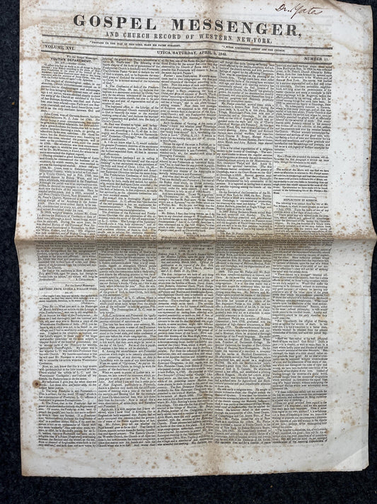 1840s Christian Religious Newspaper, Original Christian Memorabilia, Jesus Prayer and Protestant Wall Decor, Evangelical Art Decor, Catholic